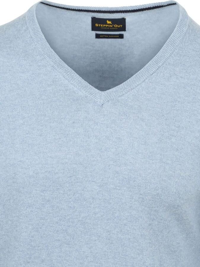 Steppin' Out Trui Cotton Cashmere V-hals Sky Blue - Foto 2