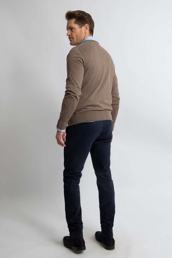 Steppin' Out Trui Cotton Cashmere V-hals Taupe Melange - Foto 4