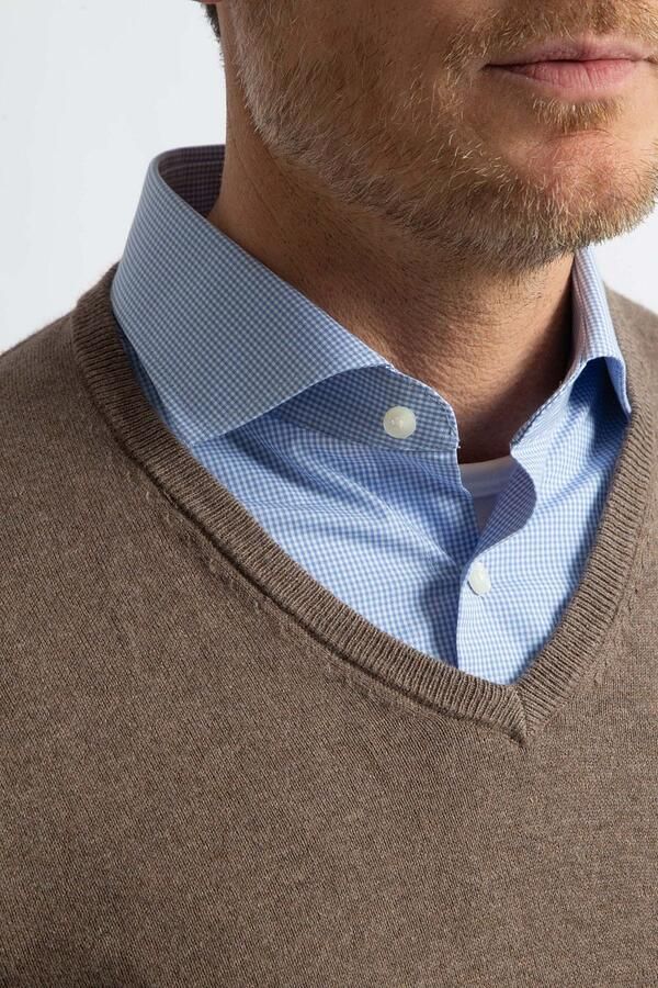 Steppin' Out Trui Cotton Cashmere V-hals Taupe Melange - Foto 5