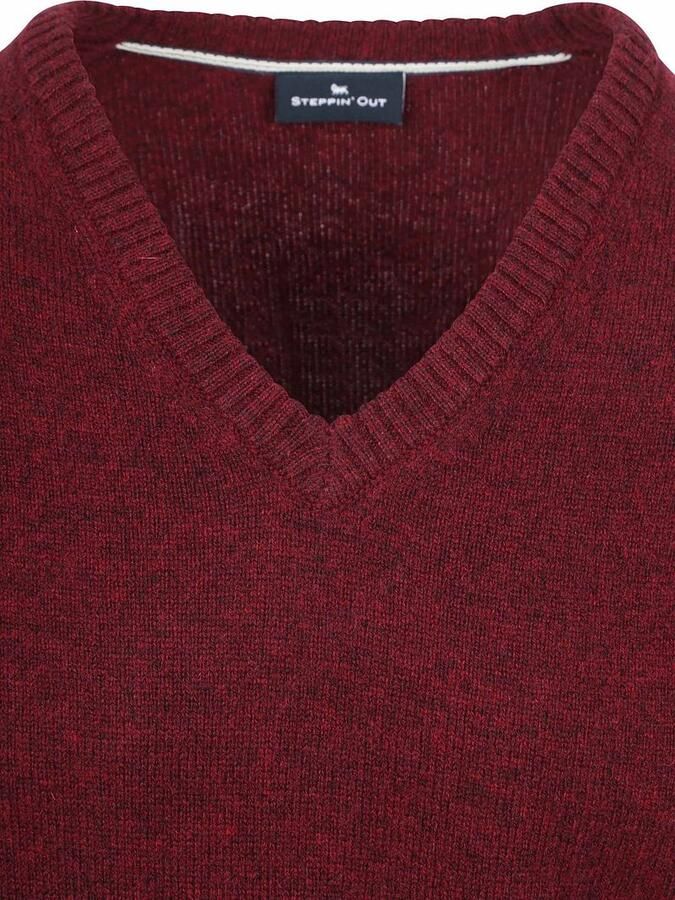 Steppin' Out Trui V-hals Lamswol Bordeaux - Foto 2
