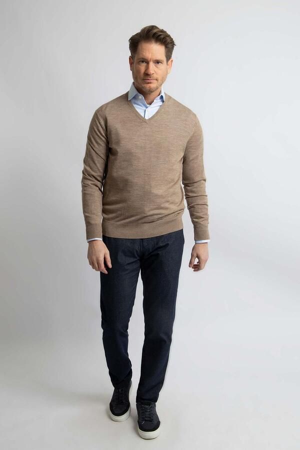 Steppin' Out Trui V-hals Merinowol Taupe - Foto 3