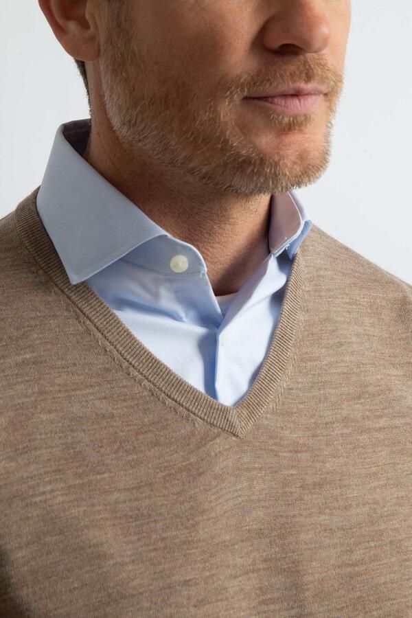 Steppin' Out Trui V-hals Merinowol Taupe - Foto 5