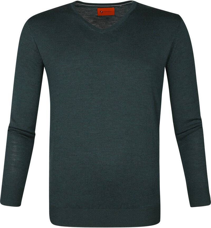 Suitable Merino Pullover Aron Donkergroen