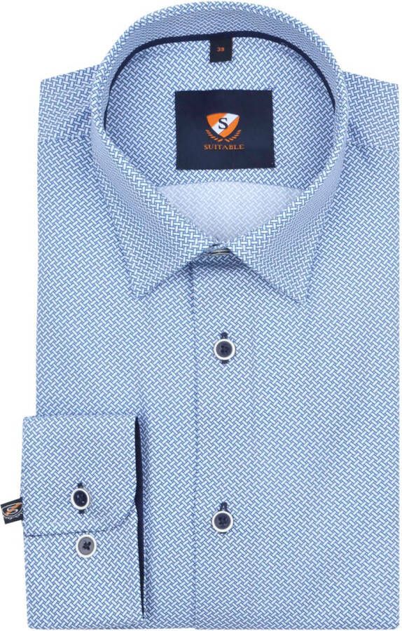 Suitable Overhemd 261-4 Blauw Print