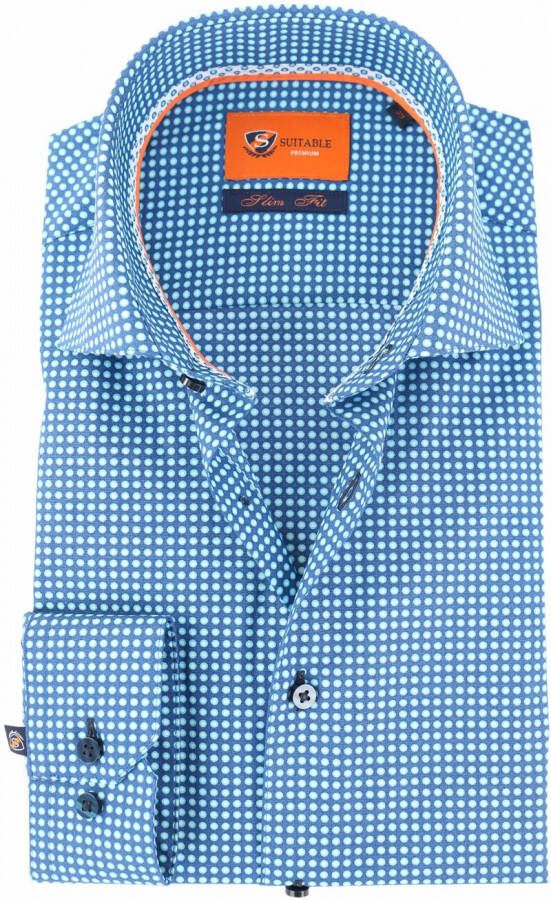 Suitable Overhemd Blauw Print D71-18