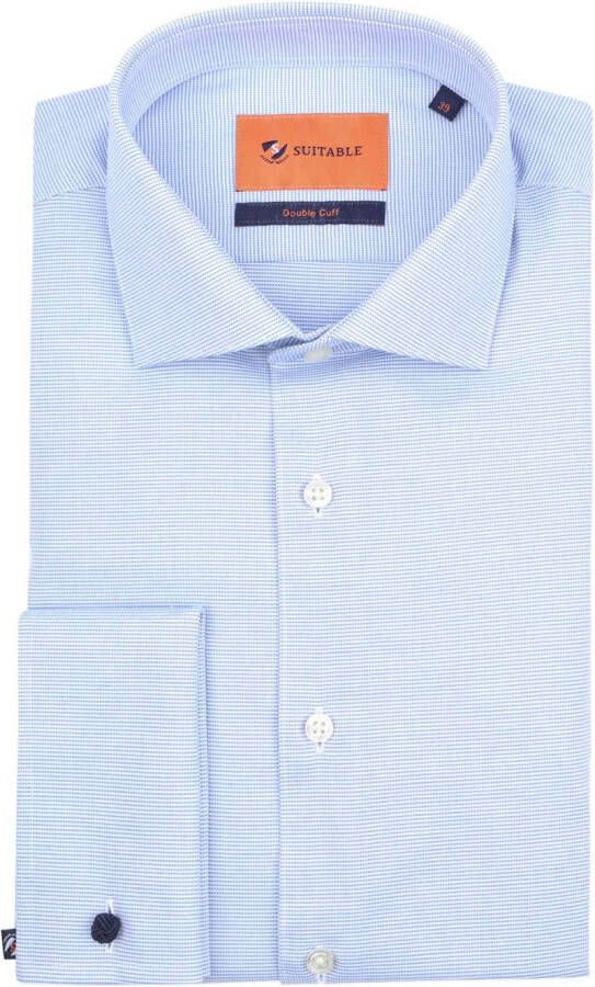 Suitable Overhemd Fijne Ruit Lichtblauw DM22-01