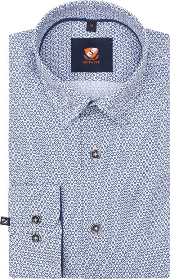 Suitable Overhemd Print Bloemen Blauw 267-9
