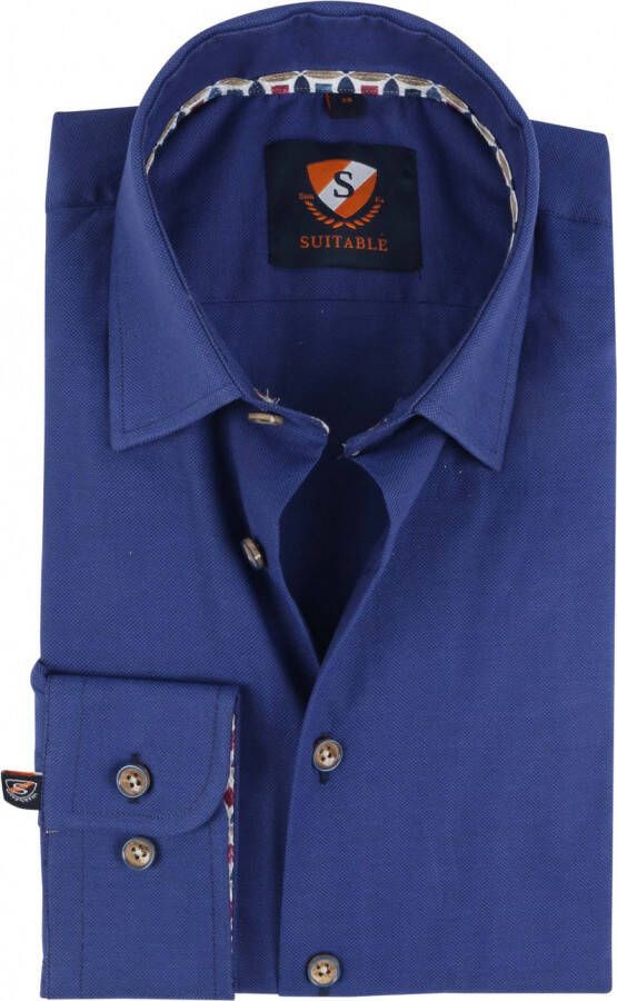 Suitable Overhemd Smart Indigo Blauw