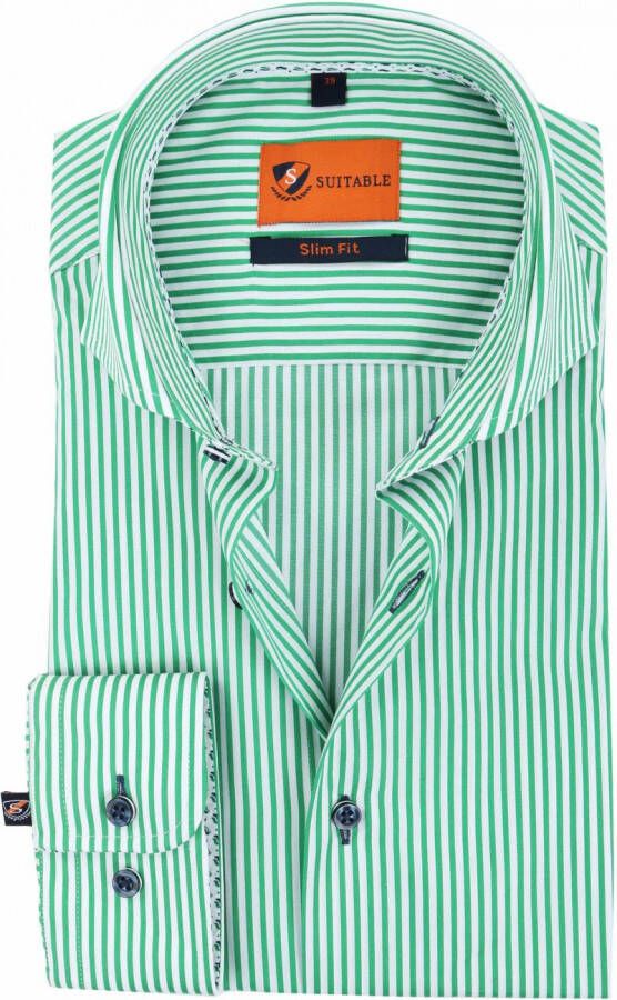 Suitable Overhemd Strepen Groen 174-6