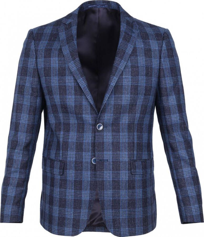 Suitable Blazer Prestige Colbert Amqui Ruit Blauw