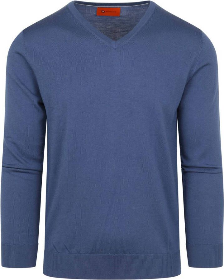 Suitable Pullover V-Hals Merino Blauw