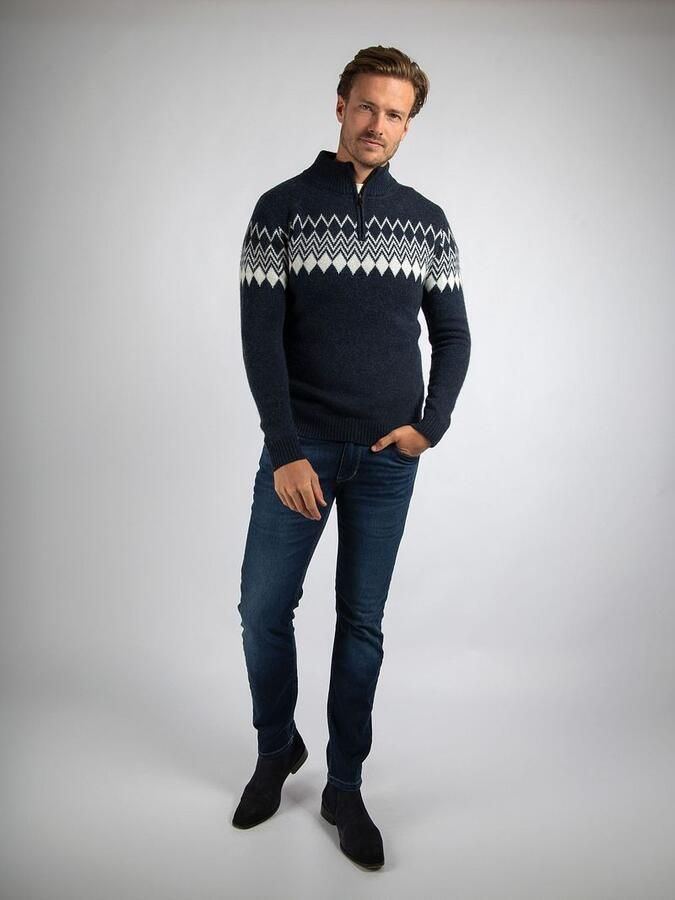 Suitable Avery Nordic Half Zip Trui Wolblend Navy - Foto 2