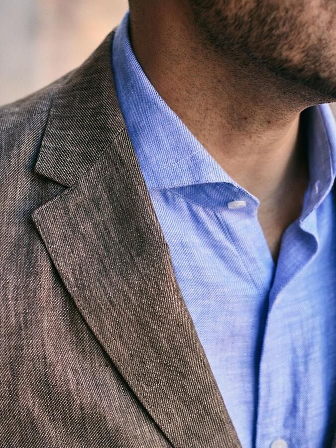 Suitable Blazer Linen Twill Bruin - Foto 2