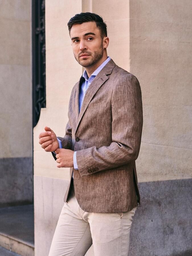 Suitable Blazer Linen Twill Bruin - Foto 3