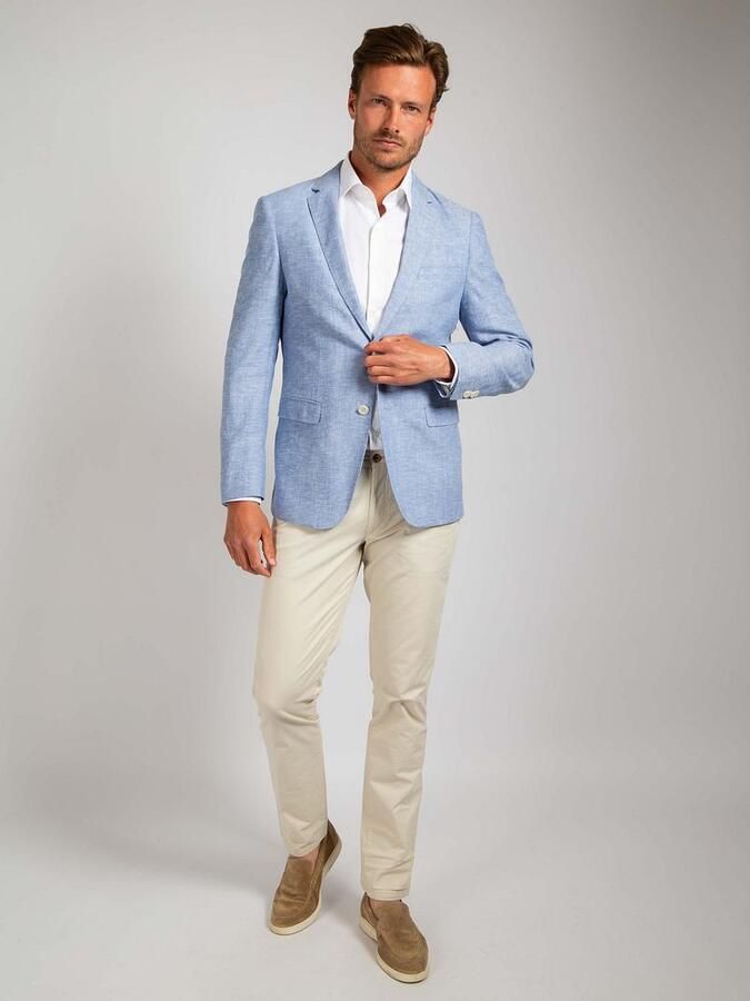 Suitable Blazer Linnen Panama Lichtblauw