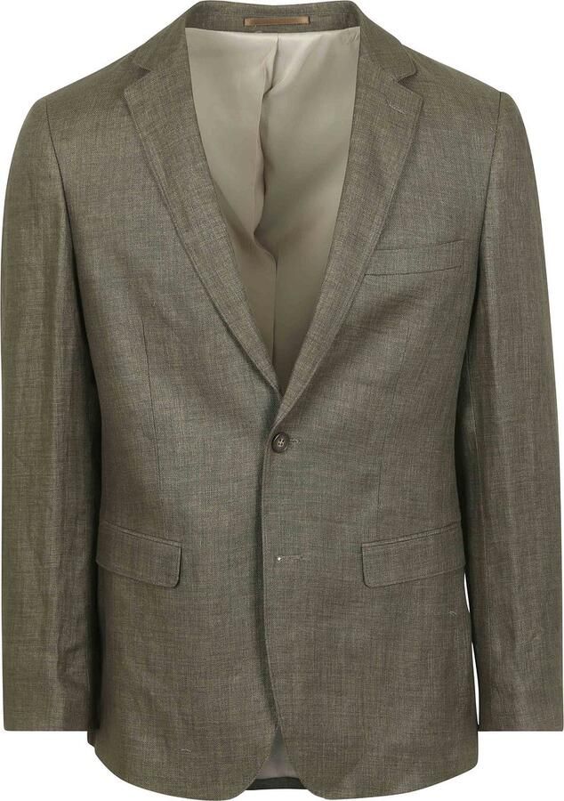 Suitable Blazer Linnen Panama Olijfgroen