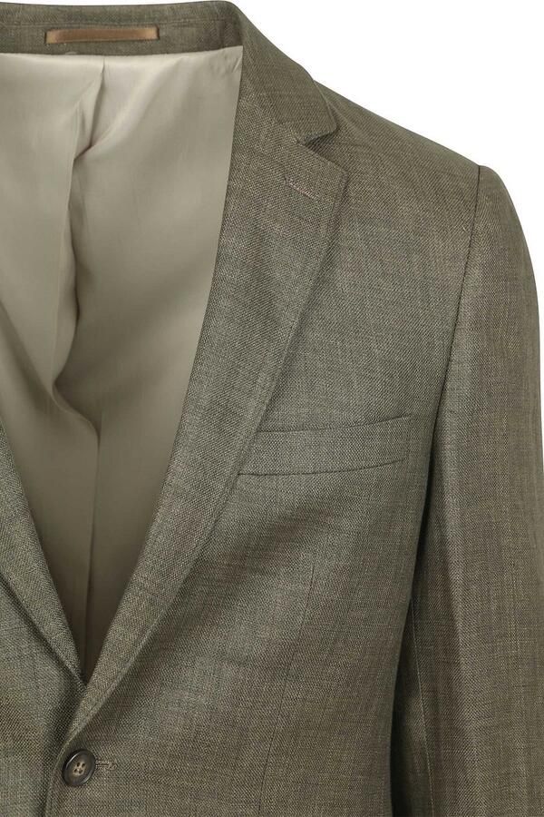 Suitable Blazer Linnen Panama Olijfgroen - Foto 3