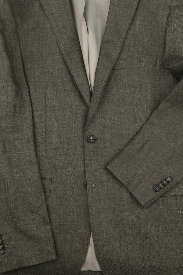 Suitable Blazer Linnen Panama Olijfgroen - Foto 4