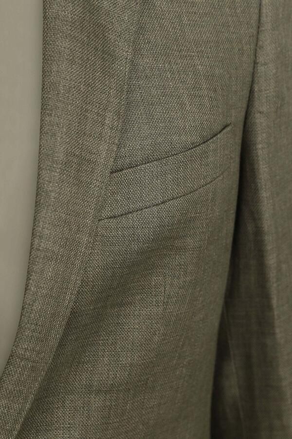 Suitable Blazer Linnen Panama Olijfgroen - Foto 5