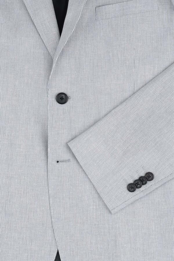 Suitable Blazer Linnen Streep Lichtblauw - Foto 4