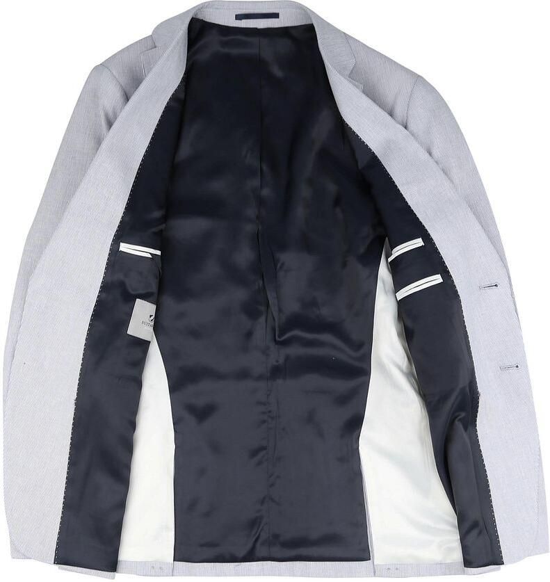 Suitable Blazer Linnen Streep Lichtblauw - Foto 2