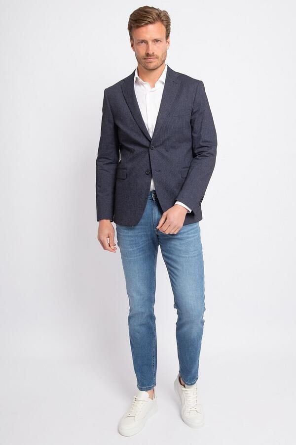 Suitable Blazer Linnen Streep Navy