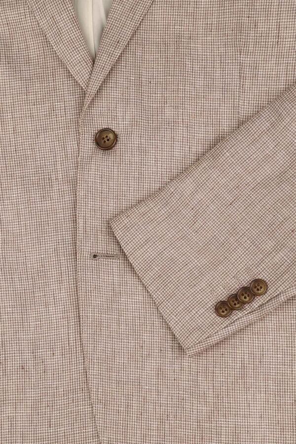 Suitable Blazer Pepita Linnen Beige