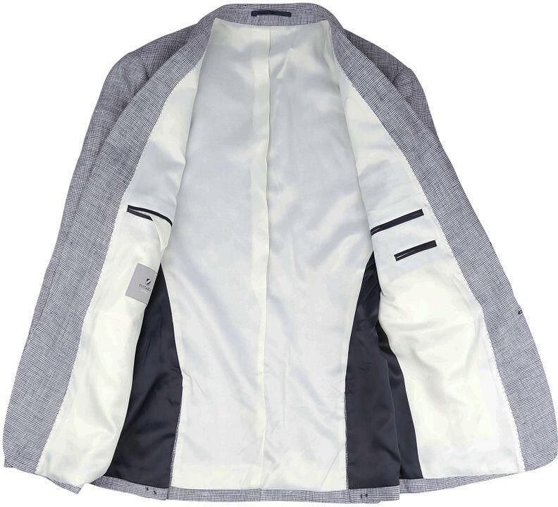 Suitable Blazer Pepita Linnen Blauw