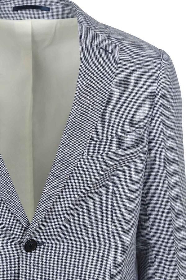 Suitable Blazer Pepita Linnen Blauw - Foto 3