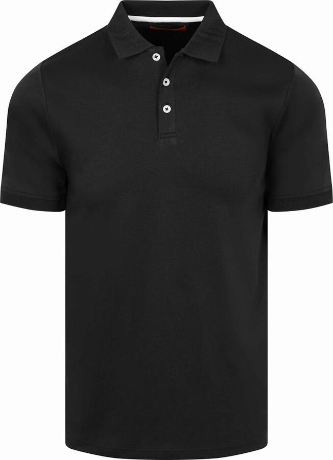 Suitable Boris Liquid Poloshirt Zwart