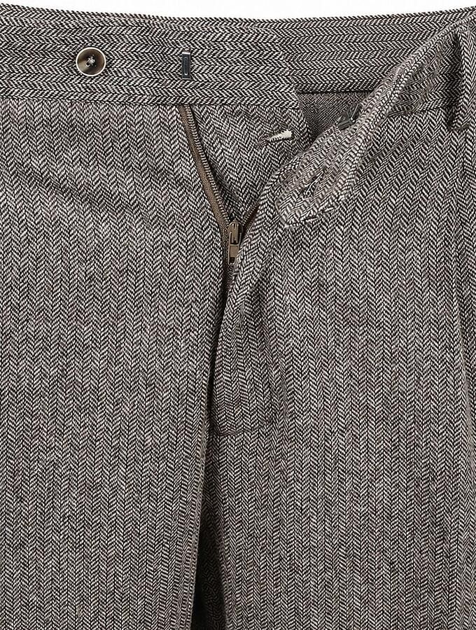 Suitable Broek Straight Pleat Herringbone Beige - Foto 2