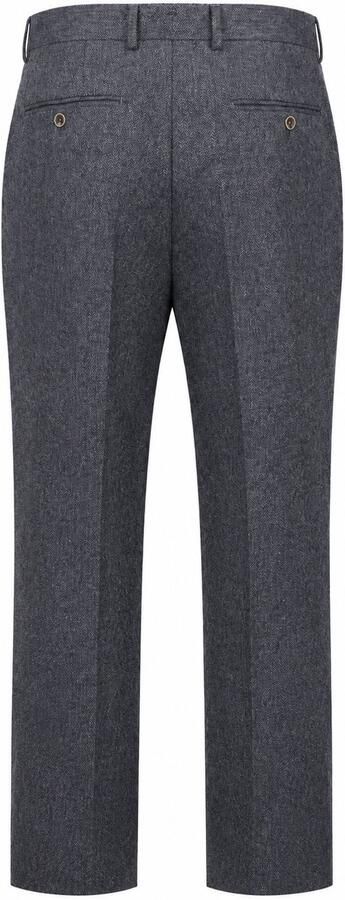 Suitable Broek Straight Pleat Herringbone Navy - Foto 5