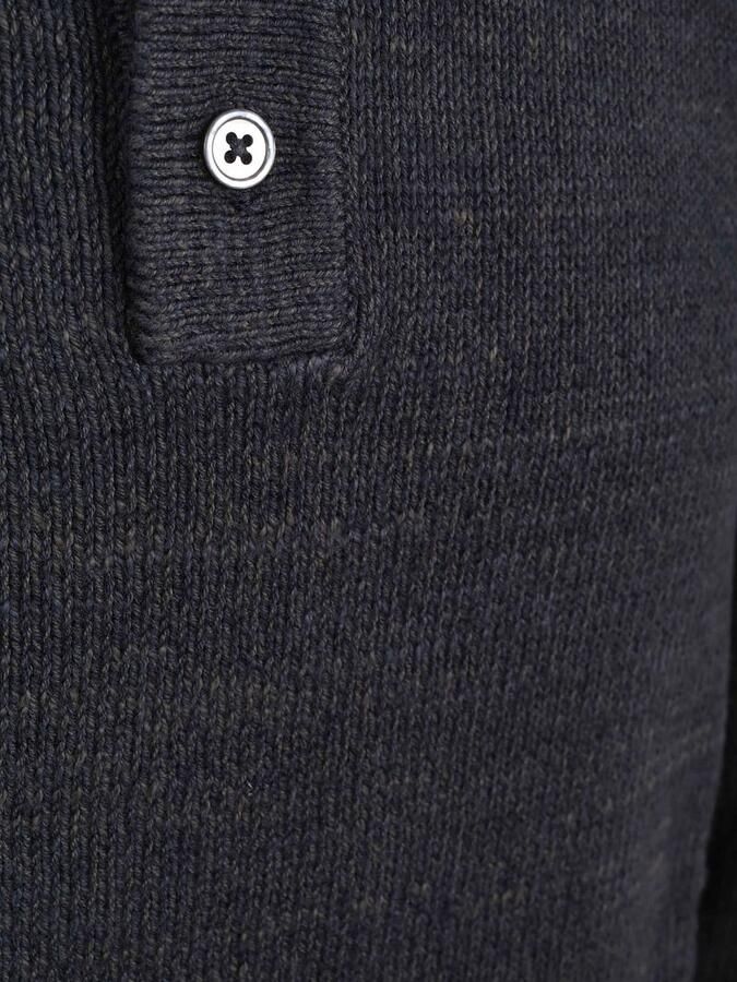 Suitable Sweater Button Longue Melange Poloshirt Navy - Foto 3