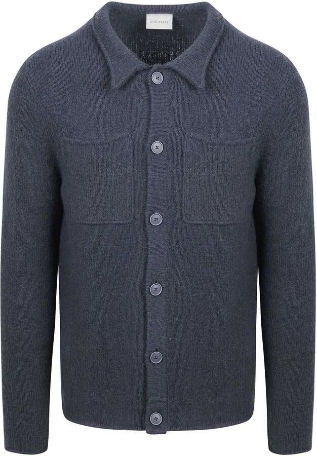 Suitable Cardigan Boiled Wool Blauw