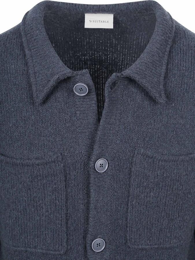 Suitable Cardigan Boiled Wool Blauw - Foto 4