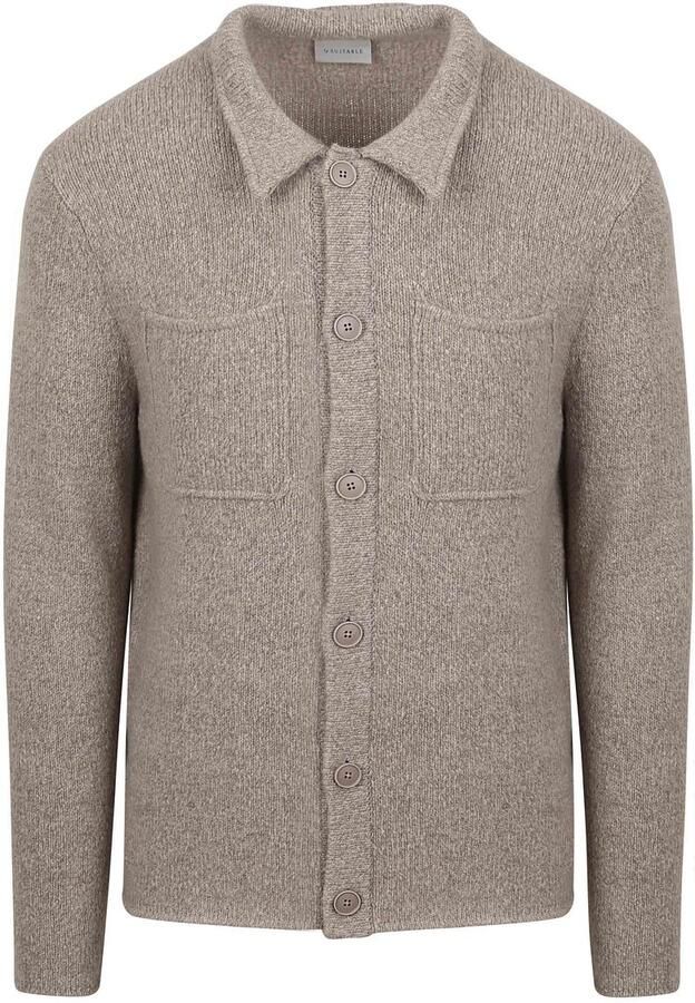 Suitable Cardigan Boiled Wool Taupe