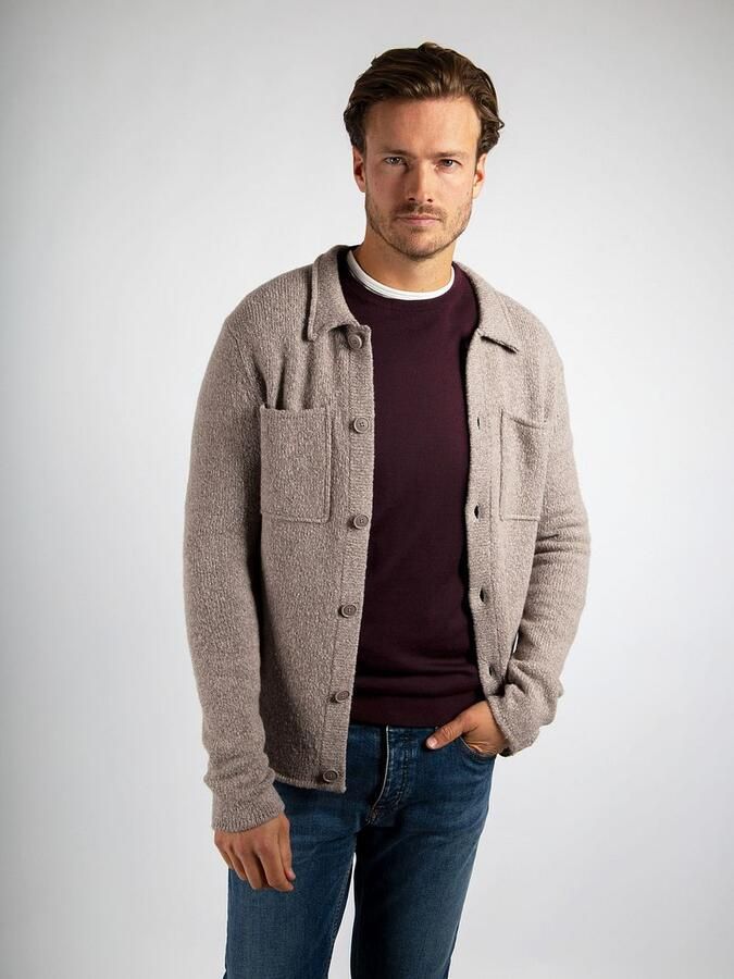 Suitable Cardigan Boiled Wool Taupe - Foto 4