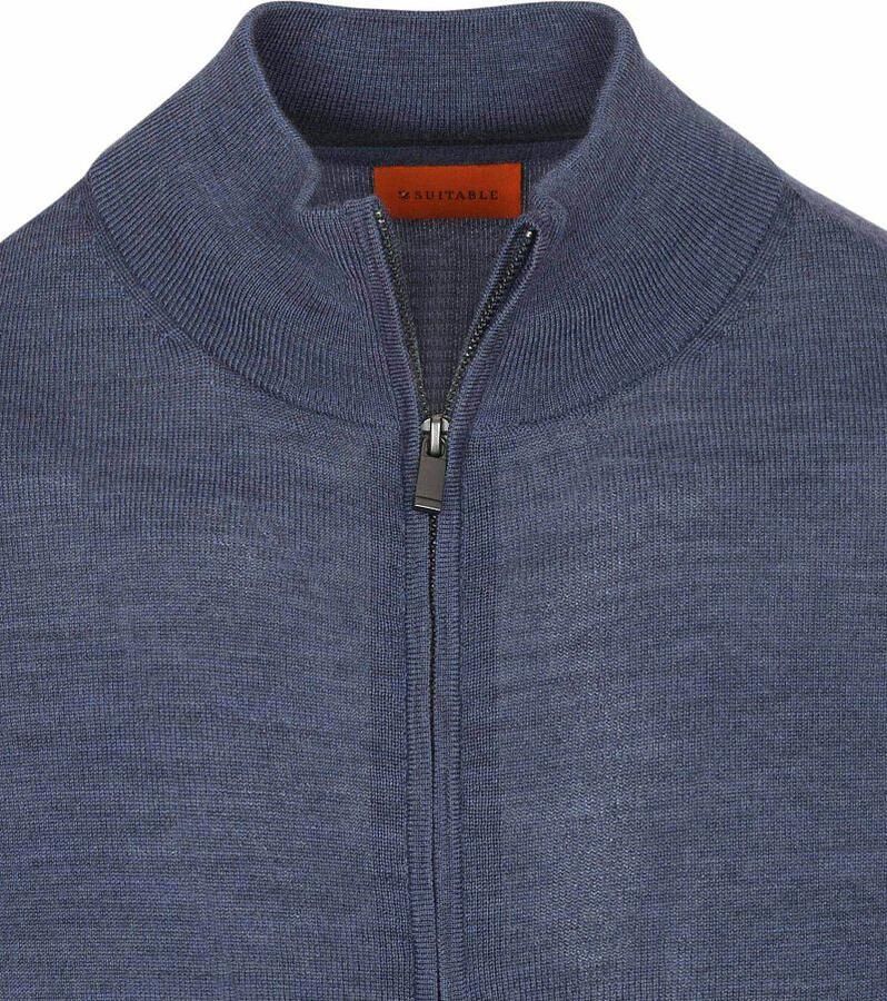Suitable Cardigan Merino Denim Blauw