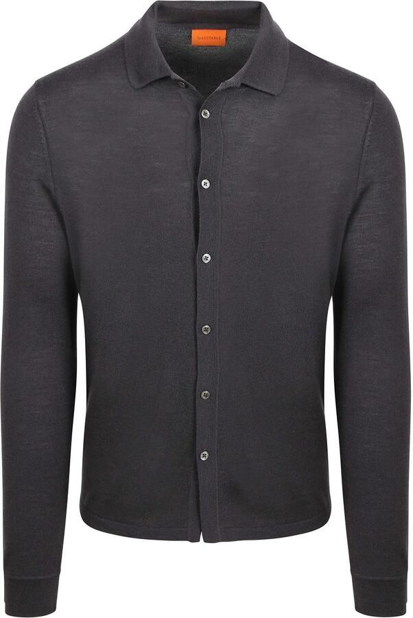 Suitable Cardigan Shirt Merino Antraciet