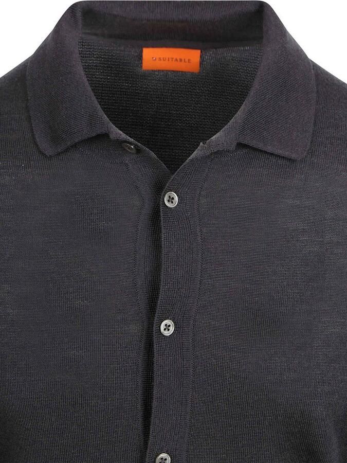 Suitable Cardigan Shirt Merino Antraciet - Foto 3