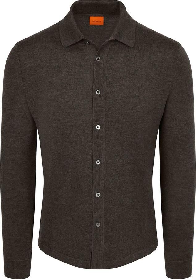 Suitable Cardigan Shirt Merino Bruin