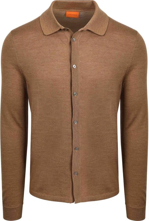 Suitable Cardigan Shirt Merino Camel