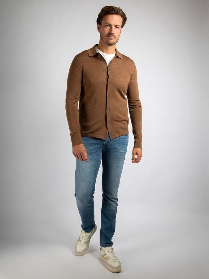 Suitable Cardigan Shirt Merino Camel - Foto 3