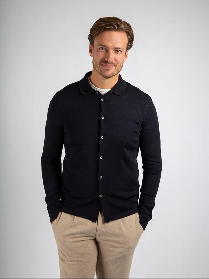 Suitable Cardigan Shirt Merino Navy - Foto 4