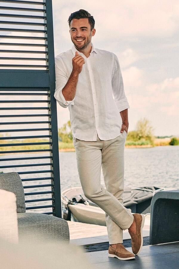 Suitable Chino Pico Linnen Beige - Foto 3