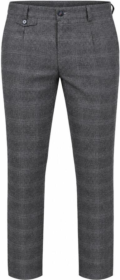 Suitable Broek Chino Pico Pleat Check Grijs