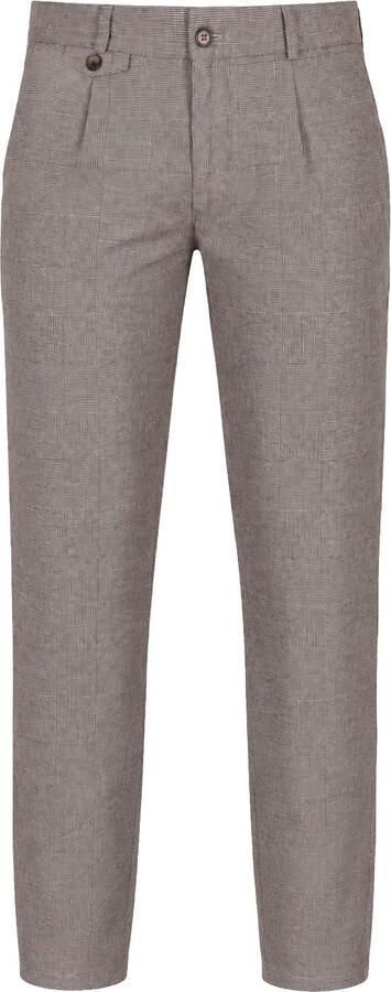 Suitable Chino Pico Pleat Check Sand