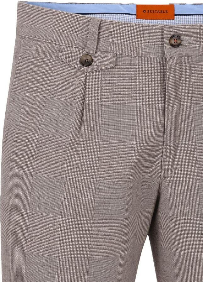 Suitable Chino Pico Pleat Check Sand - Foto 4