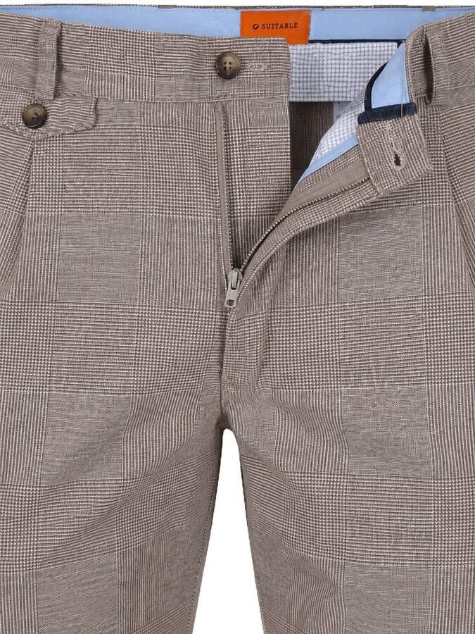 Suitable Chino Pico Pleat Check Sand - Foto 3