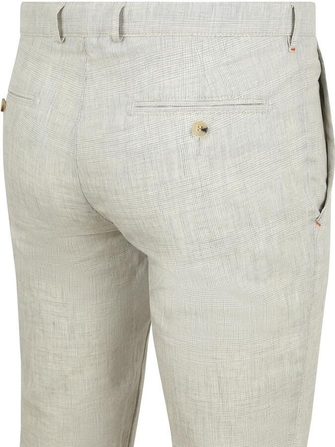 Suitable Chino Pico Pleat Cotton Linen Glencheck Lichtgrijs - Foto 4